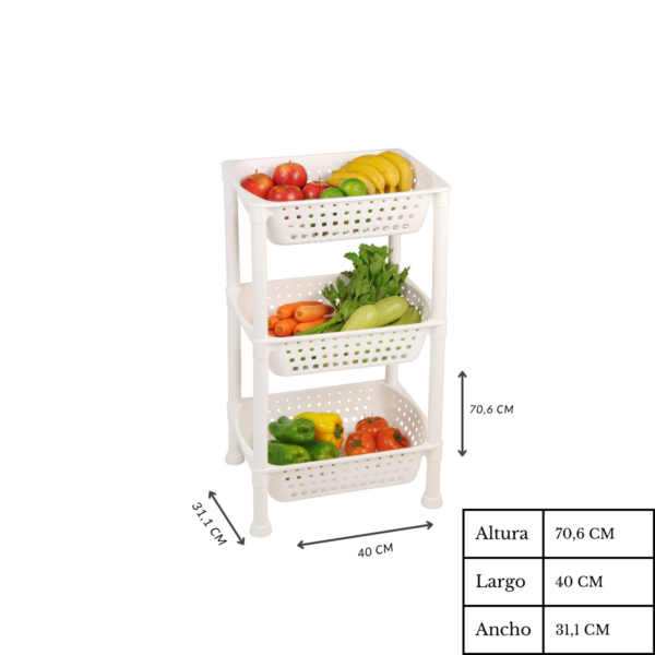 Frutera De 3 Bandejas Blanca - Imagen 4