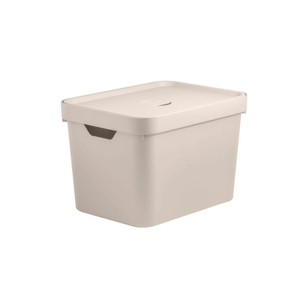 Caja Organizadora Con Tapa M Cube 18l Beige
