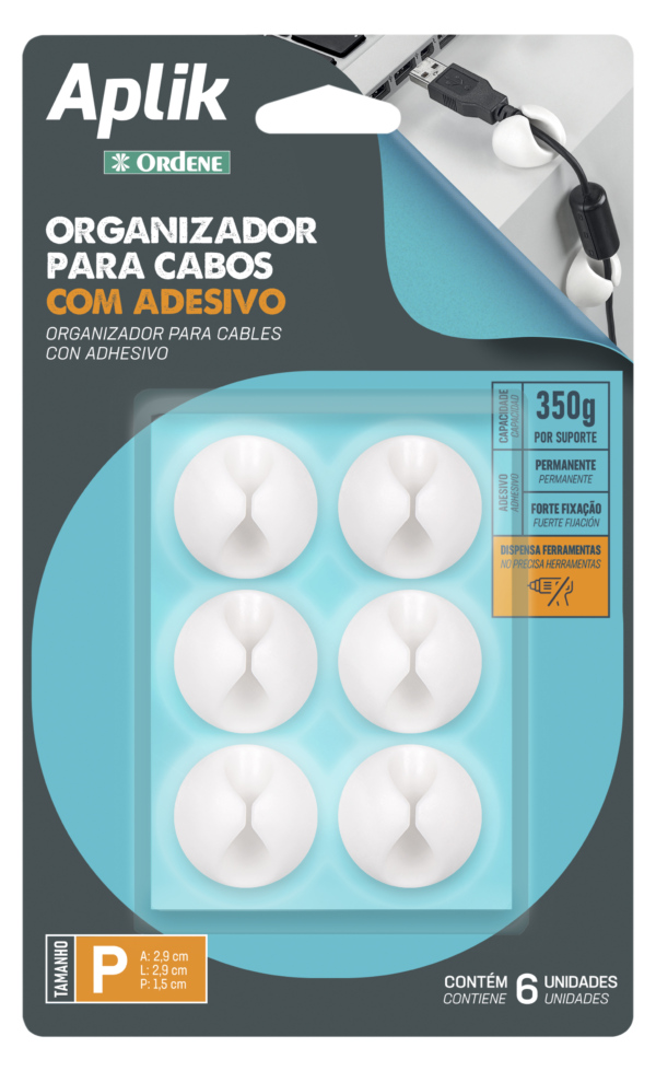 Organizador De Goma P/cables  Blanco C/adhesivo - Imagen 5