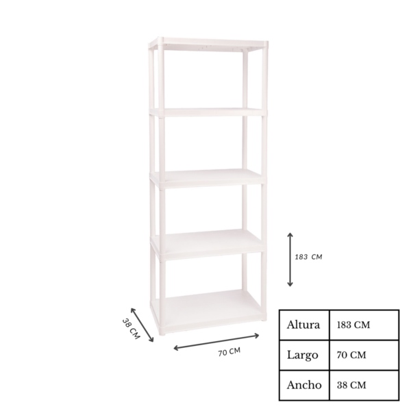 Estanteria Tubular - 5 Niveles (blanco) - Imagen 2