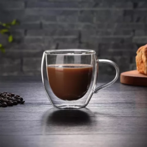 Taza Doble Vidrio Con Asa 150 Ml