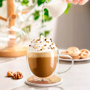 Taza Doble Vidrio Con Asa 250 Ml