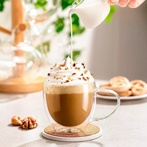 Taza Doble Vidrio Con Asa 250 Ml