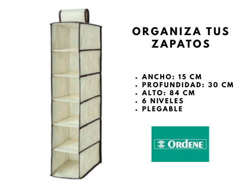 Zapatero Plegable 6 Niveles Beige - Imagen 4