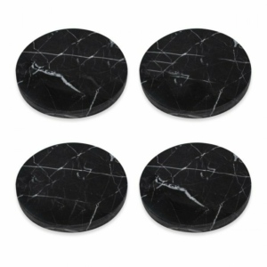 Set X4 Posavasos De Marmol Circular Luxury Black