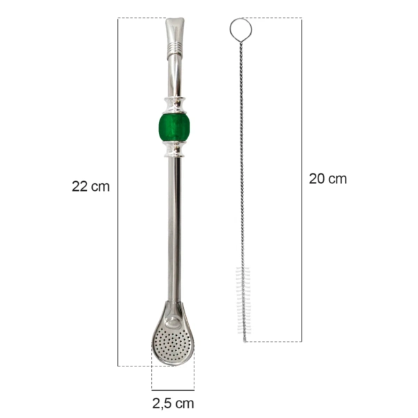 Bombilla P/mate Verde De Acero Inox Con Limpiador - Imagen 2