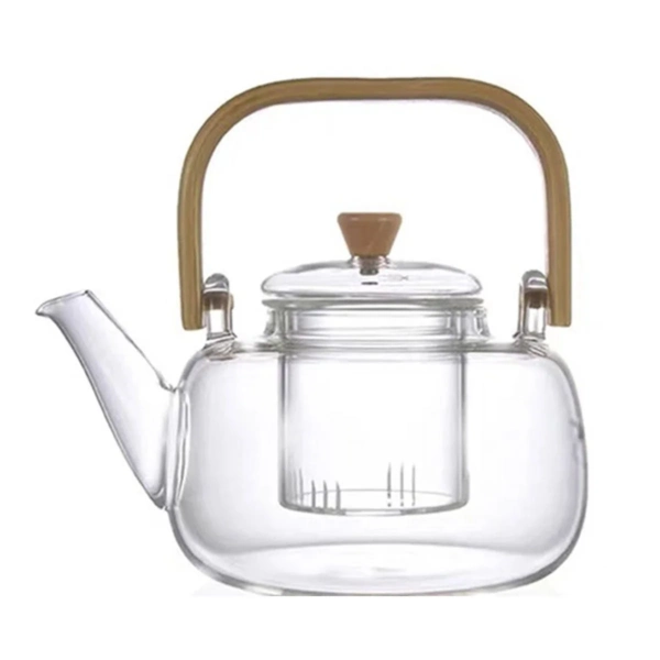 Tetera De Vidrio C/ Asa De Madera Bamboo 1.2 L - Imagen 5