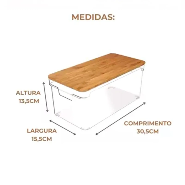 Organizador Clear Con Tapa De BambÚ 15 5x30 5x15 5 - Imagen 2