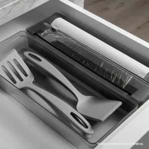 Organizador De Rollos Doble Clear Negro
