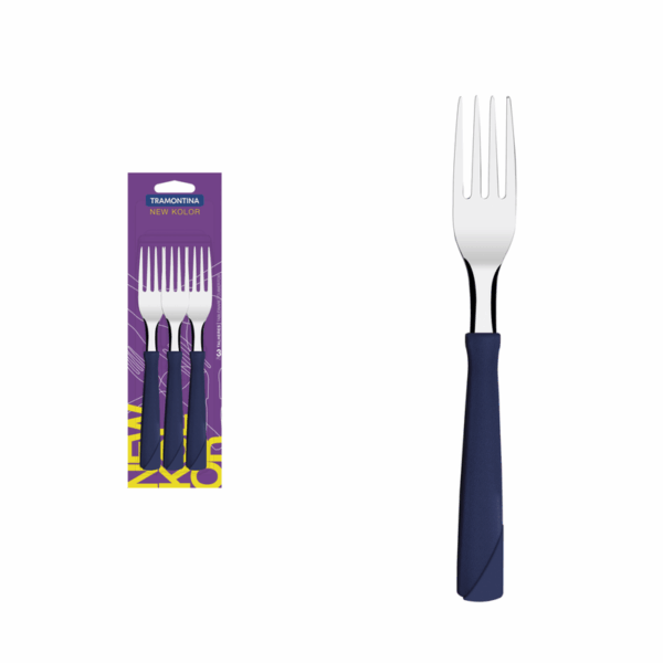 New Kolor Azul Tenedor Blister 3 Pz. Tramontina - Imagen 2