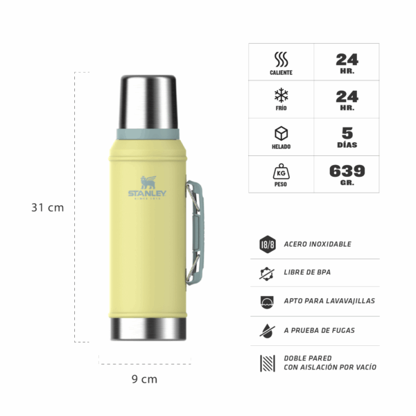 Termo Clasico 950 Ml  Con Manija Y Tapon Cebador P - Imagen 2