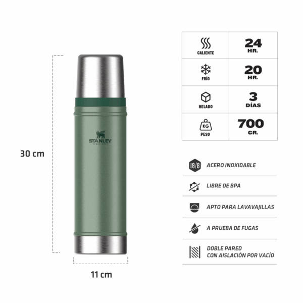 Termo Clasico 591 Ml Verde - Imagen 2