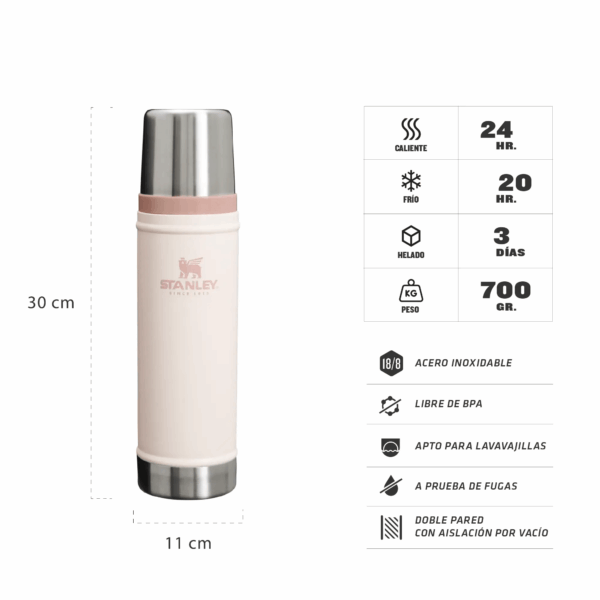 Termo Clasico 591 Ml Rosa - Imagen 4