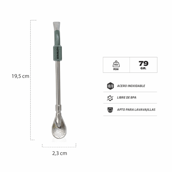 Bombilla Para Mate Spoon Verde - Imagen 2