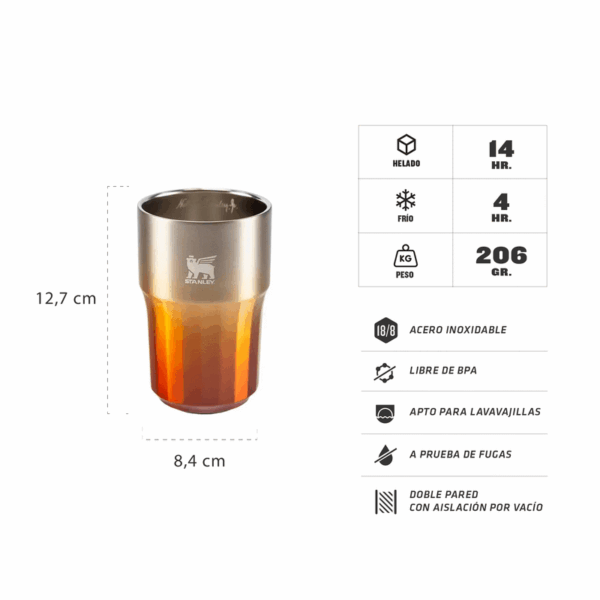 Vaso Golden Hour Beer Stainles Steel 408 Ml. - Imagen 3
