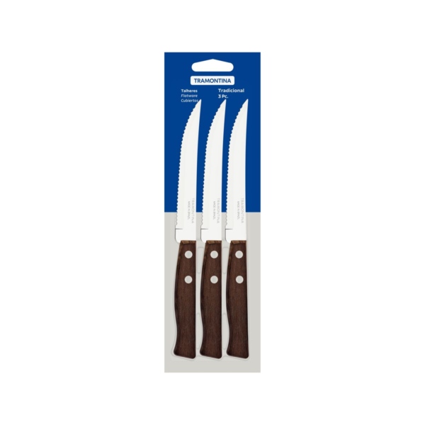 Tradicional Cuchillo Asado 5" Blister 3 Pz. Tramon - Imagen 2