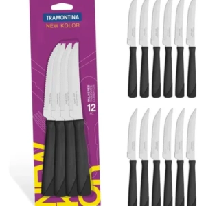 New Kolor Negro Cuchillo Mesa 4" Blister 12 Pz. Tr