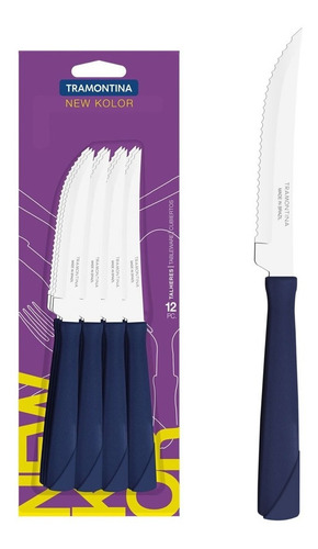 New Kolor Azul Cuchillo 4" Blister 12 Pz. Tramonti