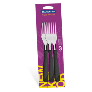 New Kolor Negro Tenedor Mesa Blister 3 Pz. Tramont