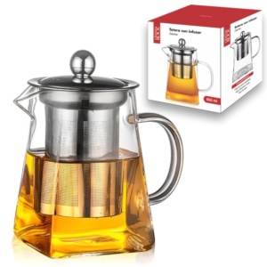 Tetera Cuadrada Con Infusor Vidrio 950ml