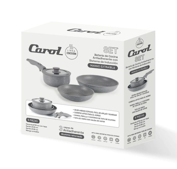 Bateria De Cocina 5 Pzas Gris - Imagen 4