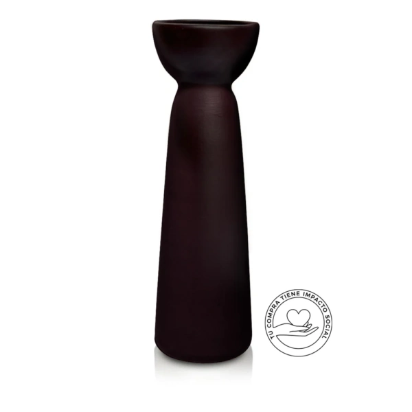 Candelabro Ceramica Alto Gris Grafito Metalizado