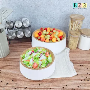 Set X 2 Ensaladeras Bambu Ø 25 5 X 10 Cm - Ø 20 5