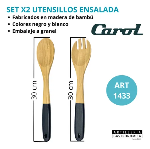 Set X 2 Utensilios Bambu Para Ensalada 30 X 6 X 1 - Imagen 3