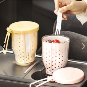 Vaso / Pote Para Frutas O Verduras Con Escurridor + Tenedor & Correa