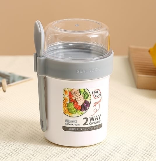 Pote Para Yogur / Frutas 2 En 1 + Salsero Tamaño S Con Cuchara(560+230ml) - Imagen 2