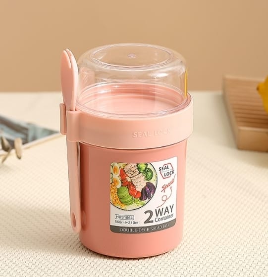 Pote Para Yogur / Frutas 2 En 1 + Salsero Tamaño S Con Cuchara(560+230ml) - Imagen 3