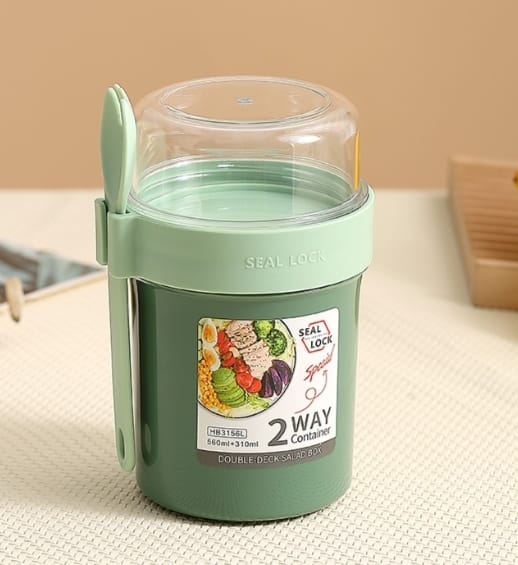 Pote Para Yogur / Frutas 2 En 1 + Salsero Tamaño S Con Cuchara(560+230ml) - Imagen 4