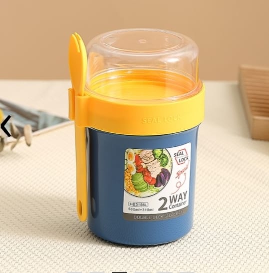 Pote Para Yogur / Frutas 2 En 1 + Salsero Tamaño S Con Cuchara(560+230ml) - Imagen 5