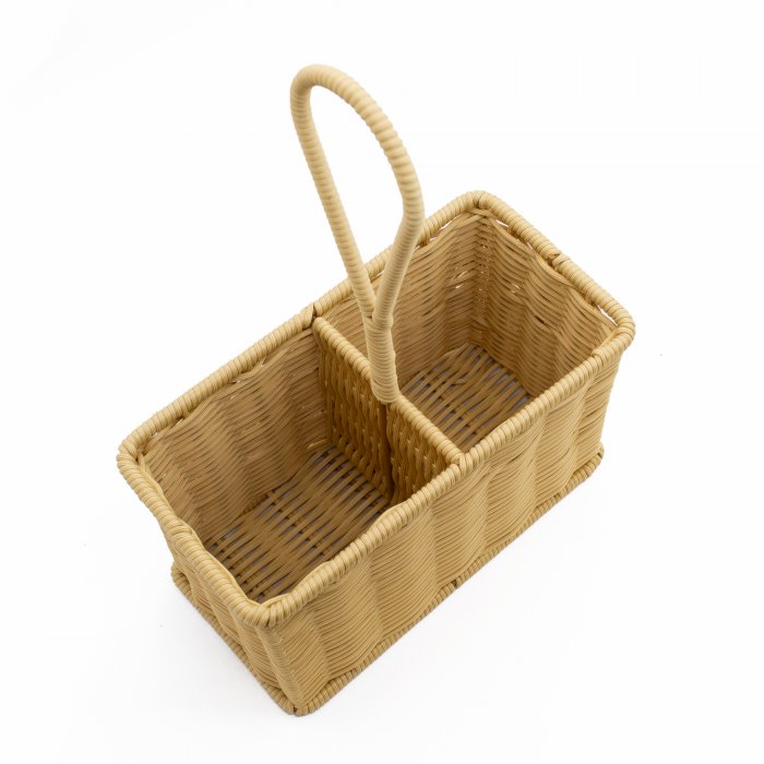 Organizador Doble Premium De Ratan Beige/crema - Imagen 2