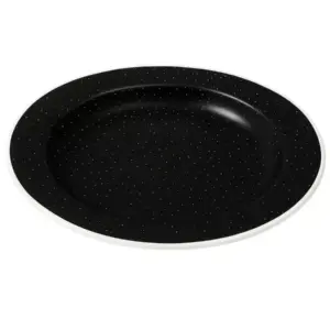 Plato Hondo Enlozado Negro C/puntitos 22cm