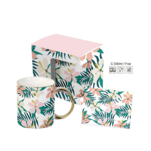 Taza De Cerámica Flowers Safari+ Tarjeta De Regalo - 330 Ml