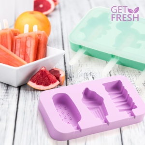 Molde Para Helado De Silicona X 3 Paletas Forma Helados + 6 Palitos Plastico Reutilizable