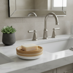 Jabonera Cerámica Línea White Wood