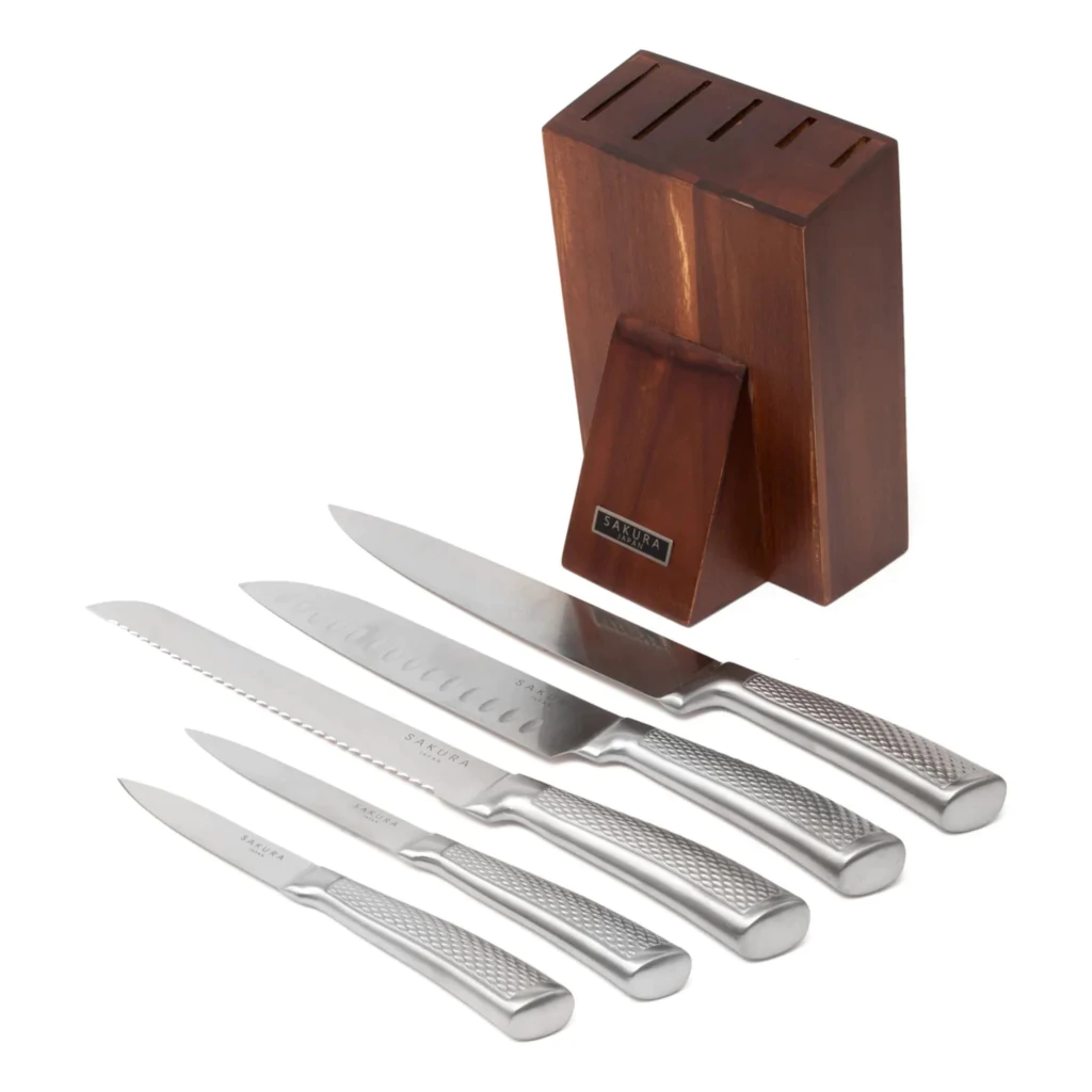 Taco De Cuchillos Profesional Sakura De Madera Acacia - 6 Piezas