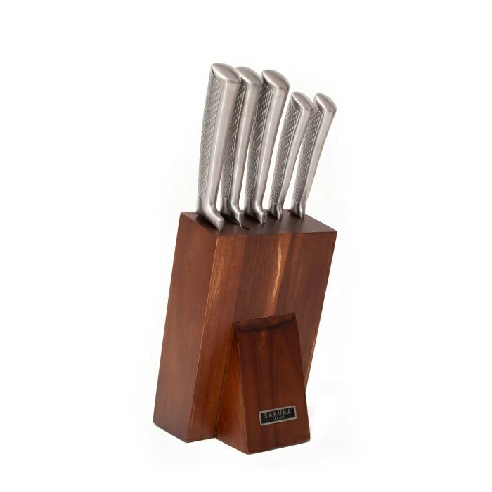 Taco De Cuchillos Profesional Sakura De Madera Acacia - 6 Piezas - Imagen 3