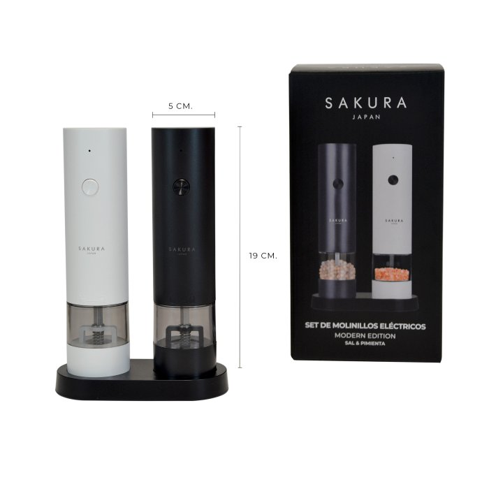 Molinillos Electricos De Sal Y Pimienta Con Base 19 Cms - Imagen 2