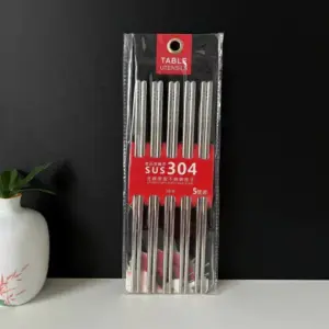 Set X 5 Pares De Palitos De Acero Inoxidable Orientales