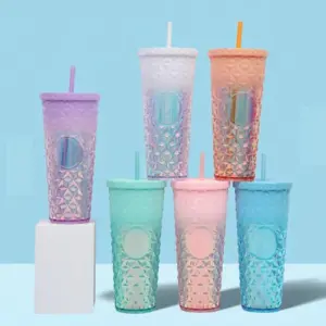 Vaso Con Tapa + Sorbete Diseño Rombo - 710 Ml