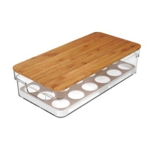 Organizador De Huevos Clear Fresh Com Tampa De Bambu