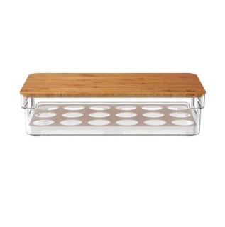 Organizador De Huevos Clear Fresh Com Tampa De Bambu - Imagen 2
