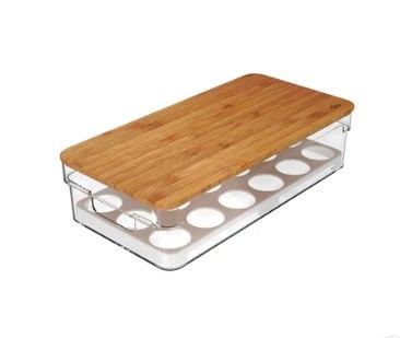 Organizador De Huevos Clear Fresh Com Tampa De Bambu