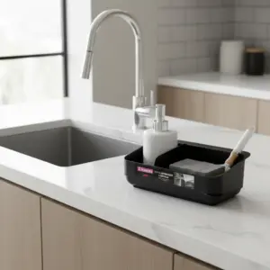 Soporte De Detergente Y Esponja C/ Bandeja Negro