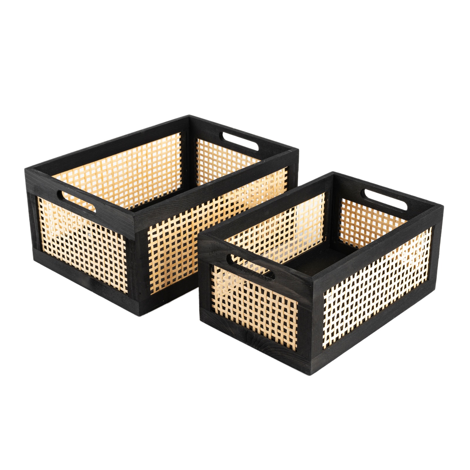 Caja De Madera Y RatÁn (set X 2)
