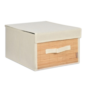 Caja Plegable Forrada En Tela Y BambÚ Con Tapa