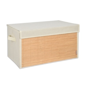 Caja Plegable Forrada En Tela Y BambÚ Con Tapa